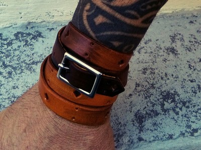 Vintage leather bracelet - handmade patina