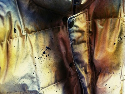 Extraordinary ultra-light down jacket 100 grams weight - painted by hand with a special Jovanny resin