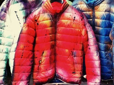 Extraordinary ultra-light down jacket 100 grams weight - painted by hand with a special Jovanny resin