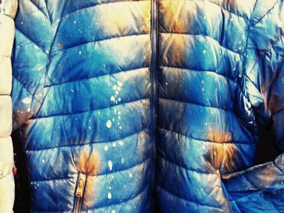 Extraordinary ultra-light down jacket 100 grams weight - painted by hand with a special Jovanny resin