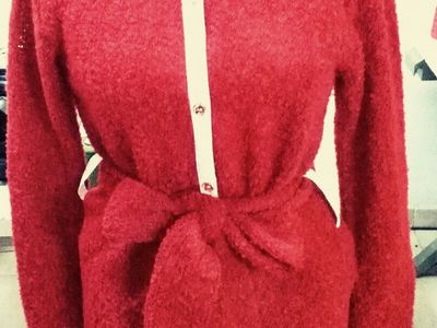 Typical long shirt of Capri, red cashmere fabrics, manufactured with buttons handmade porcelain Capodimonte