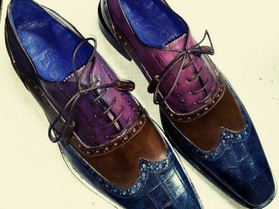 Unique derby shoes in calf leather, patina effect