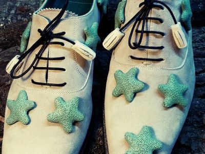 Derby shoe, suede, with stars, real stones from Vesuvius