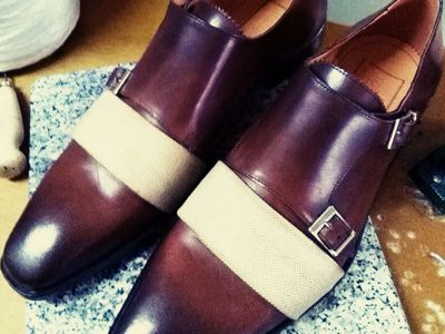 Double monk shoes, leather deer