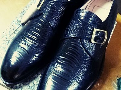 Single monk shoes, calf leather