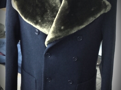 Coat with neck fur Mink